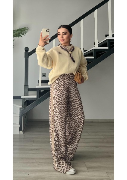 Leopar Desen Saten Pantolon fırsatları