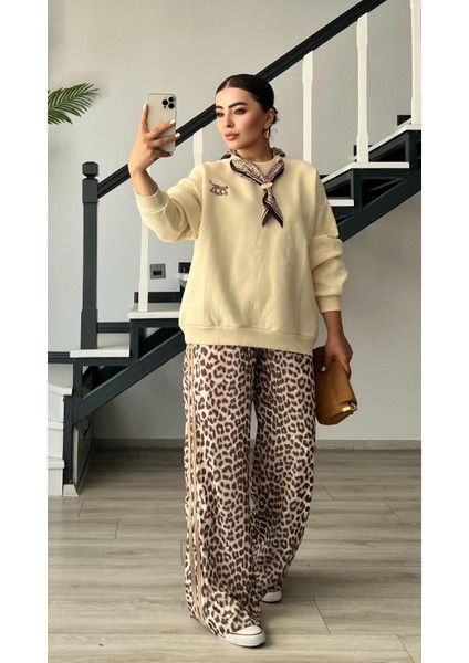Leopar Desen Saten Pantolon indirimleri