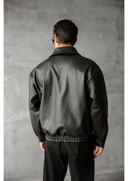 Oversize Unisex Vintage Içi Kürklü Deri Ceket