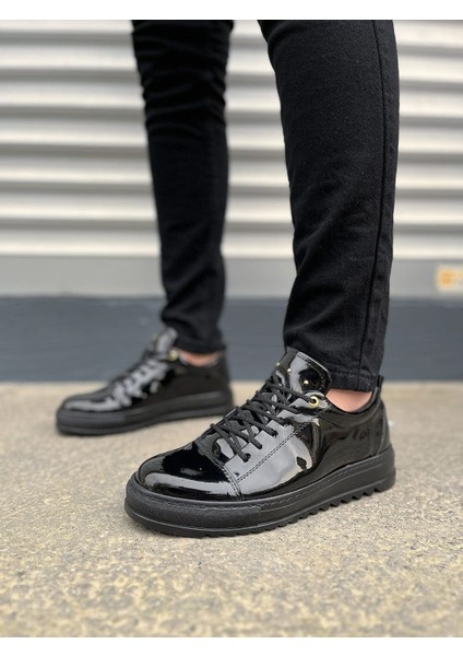 Cool Bağcıklı Rugan Erkek Günlük Spor Klasik Ayakkabı Rst - Siyah