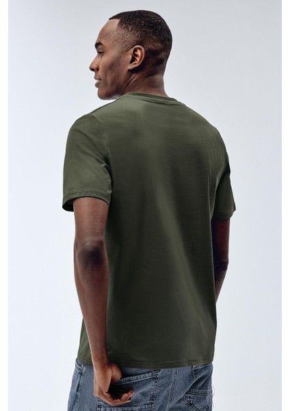 Erkek Gri Basic T-Shirt Yeşil Renk fiyatları