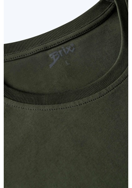 Erkek Gri Basic T-Shirt Yeşil Renk fırsatları