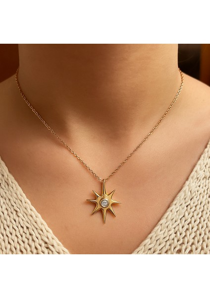 Pırlantalı Altın Kayra Sembolü Kolye