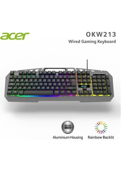 OKW213 Siyah Rgb Rainbow Backlit Gaming Keyboard Rainbow (Kablo Uzunluğu 1,5mt) fiyatları