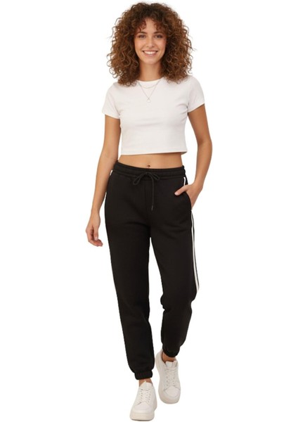 Siyah Yan Şerit Detaylı Kadın Eşofman 9209M