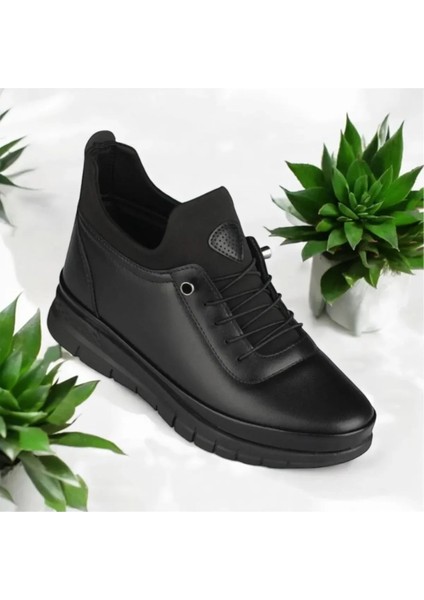 Kadın Siyah Içi Kürklü Ortopedik Kauçuk Taban Bot