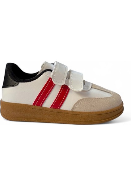 Unisex Rahat Tabanlı Hafif Esnek Ortopedik Cırtlı Günlük Çocuk Sneaker Spor Ayakkabı - Beyaz-Kırmızı fiyatları