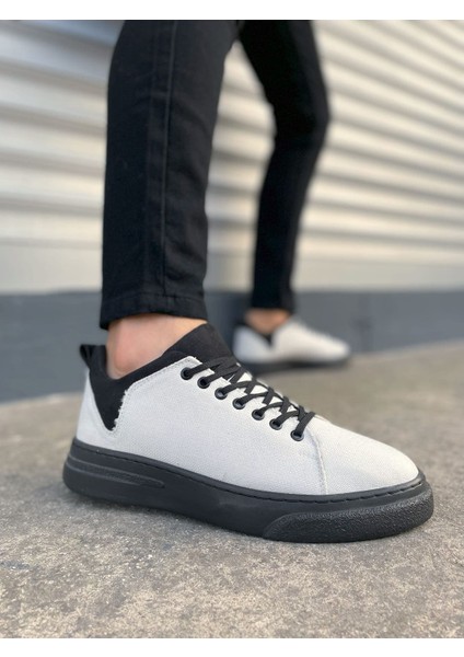 Flex Bağcıklı Keten Kumaş Erkek Günlük Sneaker Ayakkabı Kst - Beyaz/siyah fiyatları