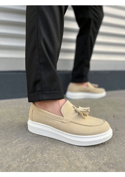 Blaze Bağcıksız Püsküllü Süet Erkek Günlük Spor Klasik Ayakkabı Sbt - Krem fiyatları
