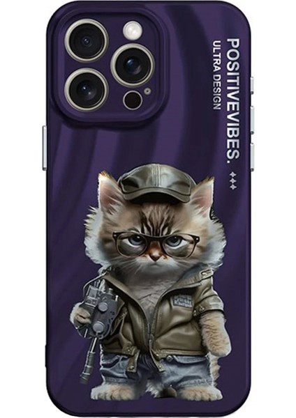 iPhone 14 Pro Kılıf Crew Desenli Kapak - Kedi - 2-(5796)