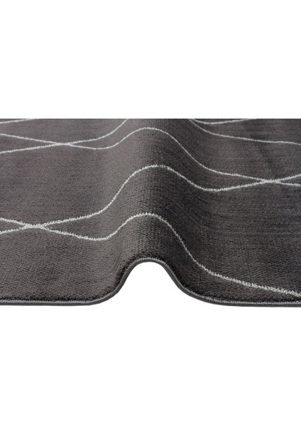 Urban URB 03 Siyah Gri Etnik Desenli Polyester Halı Yumuşak Doku, Toz ve Hav Vermeyen Modern Tasarım