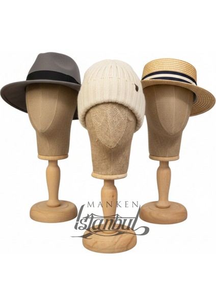 Bayan ahşap standlı kumaş kaplı kafa mankeni indirimleri