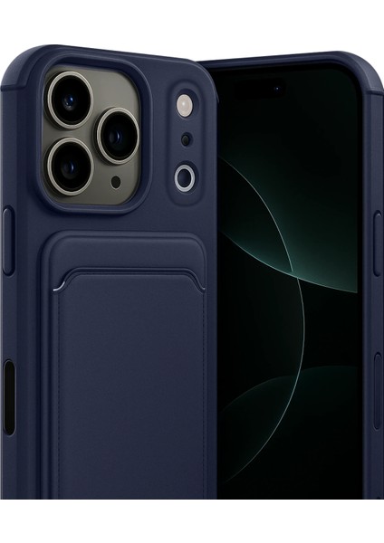 Apple iPhone 17 Pro Uyumlu Kartlıklı Kelvin Kapak Lacivert