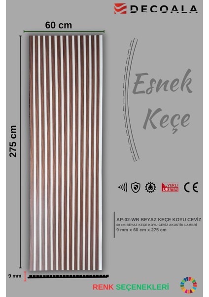 Mdf Akustik Duvar Paneli Beyaz Keçe