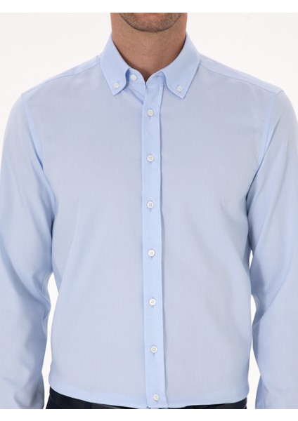 Erkek Açık Mavi Slim Fit Uzun Kollu Basic Gömlek 50319721-VR003
