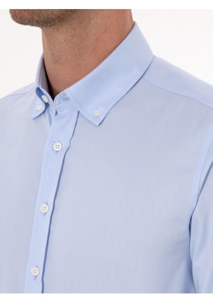 Erkek Açık Mavi Slim Fit Uzun Kollu Basic Gömlek 50319721-VR003