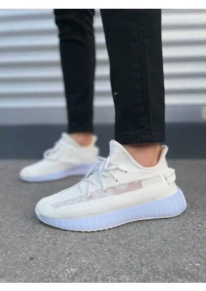 Pulse Bağcıklı Triko Kumaş Erkek Günlük Spor Ayakkabı Tbt - Beyaz