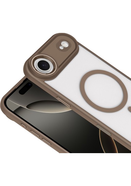 Apple iPhone 17 Air Uyumlu Magsafe Özellikli Krom Kapak Desert Gold modelleri