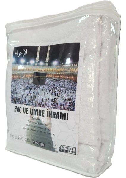 Yumuşak Dokulu 1250 gr Pamuk Ihram Takımı – Dikişsiz, Hac ve Umre Için 110 X220