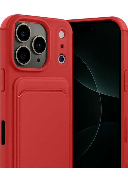 Apple iPhone 17 Pro Uyumlu Kartlıklı Kelvin Kapak Kırmızı fiyatları