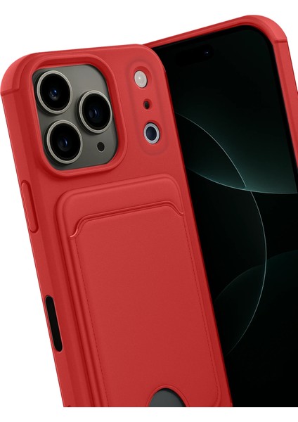 Apple iPhone 17 Pro Uyumlu Kartlıklı Kelvin Kapak Kırmızı modelleri