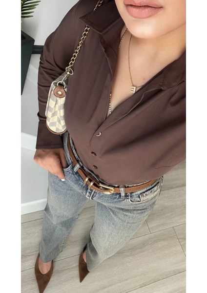 Kahve Premium Vücuda Oturan Gömlek modelleri