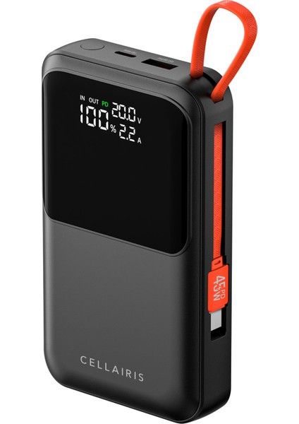 Power Fusion Plus Pd 20000MAH 45W Dahili Kablolu Powerbank - Siyah