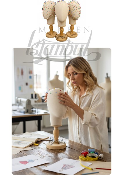 Dik Ve Yatay İğne Batabilen Bayan Kumaş Kaplı Kafa Mankeni