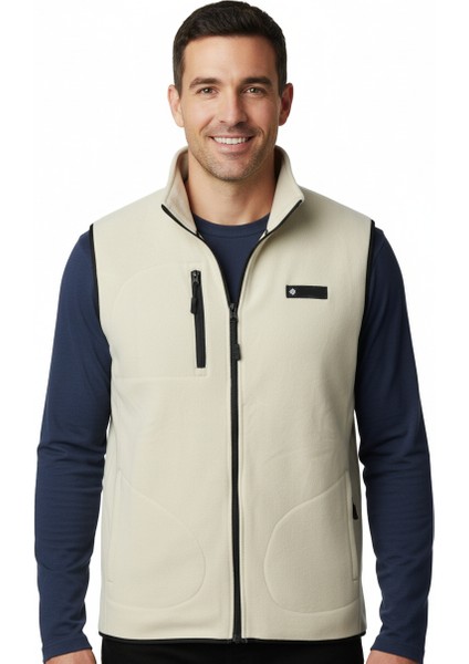 Erkek Kışlık Polar Yelek Önü ve Cepleri Fermuarlı Hakim Yaka Rahat Kesim Tam Kalıp