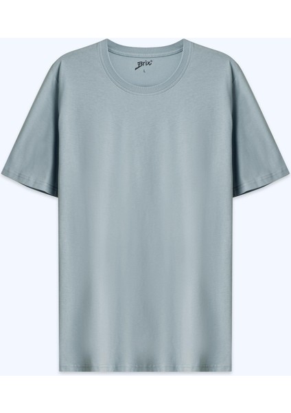 Erkek Basic T-Shirt Mavi Renk modelleri