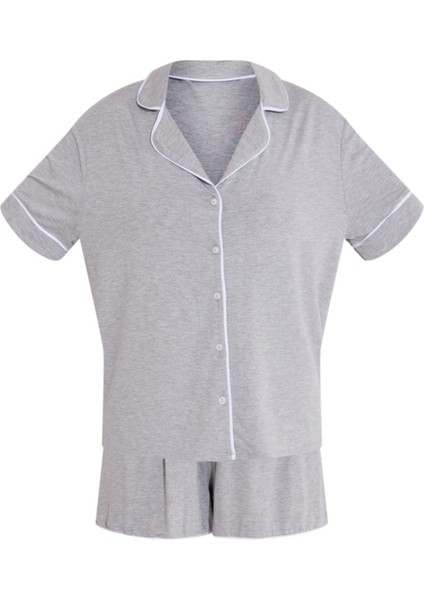Düğmeli Biyeli Şortlu Pijama Takımı indirimleri