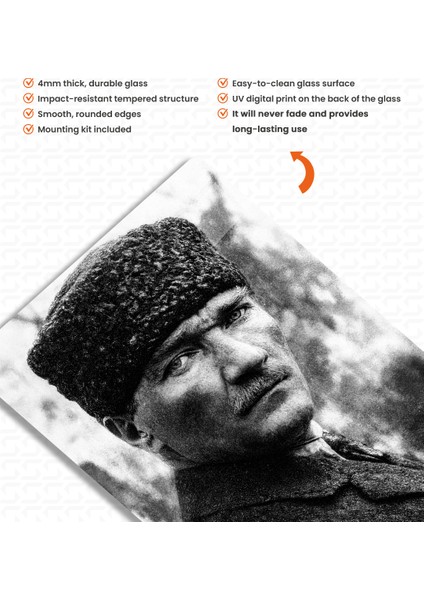 Zafer - Mustafa Kemal Atatürk - Ata Sözü Cam Tablo