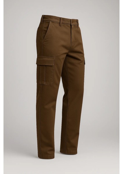 Erkek Yüksek Bel Kargo Cep Kahve Baggy Pantolon indirimleri