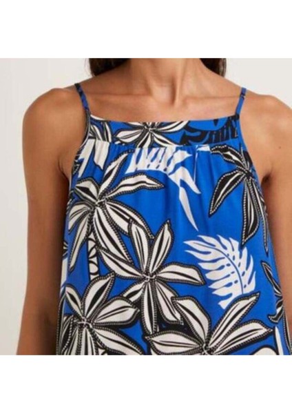 Kadın Yaprak Desenli Askılı Viskon Elbise fırsatları