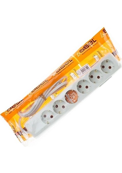 Asel 6'lı Topraklı Grup Priz 2mt