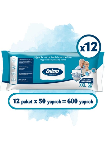 Hijyenik Vücut Temizleme Havlusu Xxl 50X12