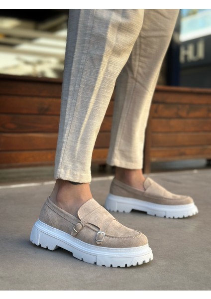 ET0242 Tokalı Klasik Yüksek Taban Krem Süet Erkek Ayakkabı fiyatları