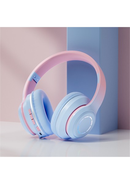 Yeni Sıcak Degrade Renkli Bluetooth Kulaklık Başa Takılan Cep Telefonu Kablosuz Oyun Hediye Kulaklığı Katlanabilir Kulaklık (Yurt Dışından)