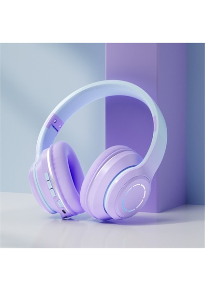 Yeni Sıcak Degrade Renkli Bluetooth Kulaklık Başa Takılan Cep Telefonu Kablosuz Oyun Hediye Kulaklığı Katlanabilir Kulaklık (Yurt Dışından)