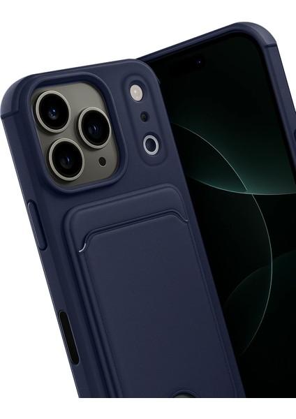 Apple iPhone 17 Pro Max Uyumlu Kartlıklı Kelvin Kapak Lacivert modelleri