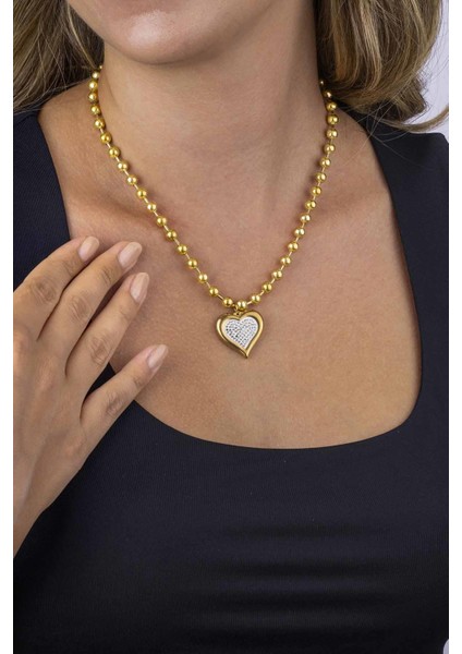 Altın Kaplama Top Zincir Kalp Kadın Çelik Kolye fiyatları