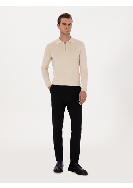 Erkek Lacivert Slim Fit Basic Kanvas Pantolon 50314091-VR033