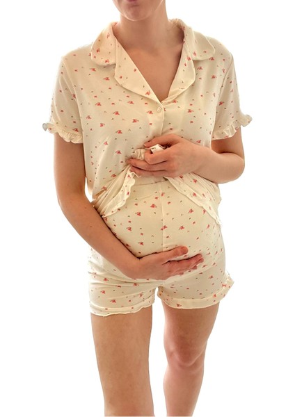 Viskon Düğmeli Hamile Lohusa Pijama Takımı