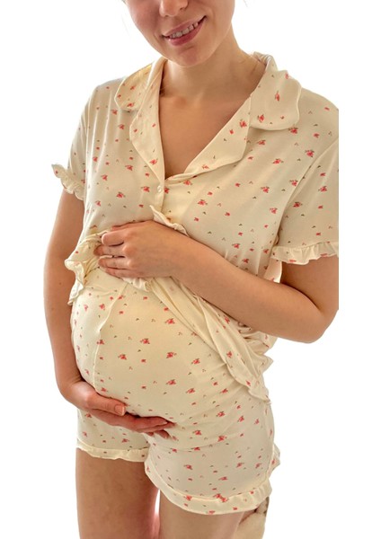 Viskon Düğmeli Hamile Lohusa Pijama Takımı fiyatları