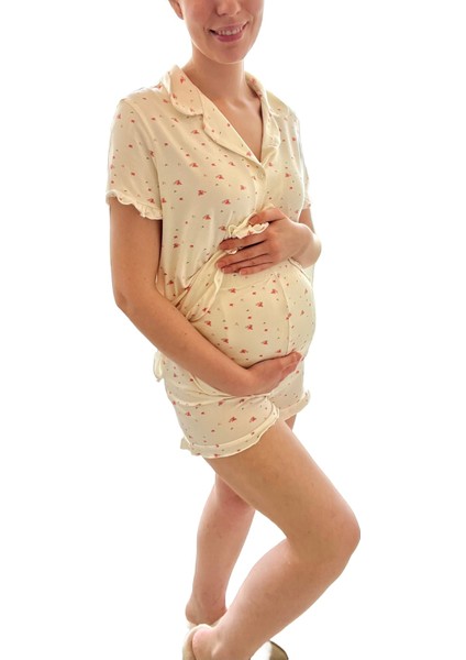 Viskon Düğmeli Hamile Lohusa Pijama Takımı fırsatları