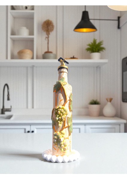 500 ml Kil Kabartma Uygulama Sarı Üzüm Desenli El Yapımı Zeytinyağı & Üzüm Sirke Şişeleri fiyatları