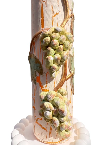 500 ml Kil Kabartma Uygulama Sarı Üzüm Desenli El Yapımı Zeytinyağı & Üzüm Sirke Şişeleri fırsatları