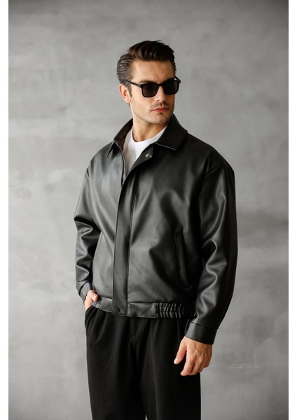 Oversize Unisex Vintage Içi Kürklü Deri Ceket