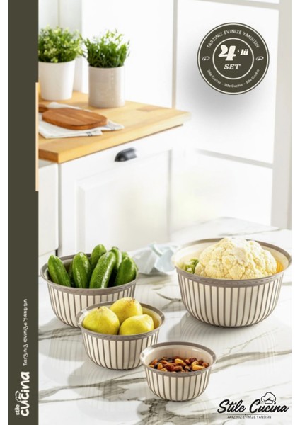 4 Parça Linea Yuvarlak Pratik Kase Çeyiz Seti 1X(500 Ml) 1x(1-2-3 Litre) fiyatları