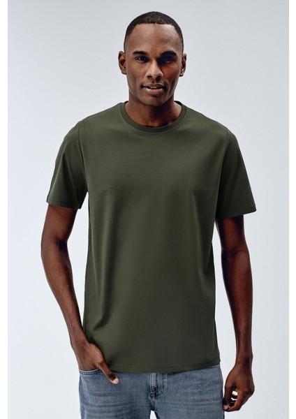 Erkek Basic T-Shirt Koyu Yeşil Renk fiyatları